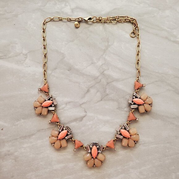 J. Crew Jewelry - ✨ J.Crew Orange Touple Rhinestones Crystals Cluster Statement Necklace ✨
